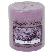 Wholesale - 2.5"x2.8" SIMPLE LIVING LILAC PILLAR CANDLE C/P 4, UPC: 858944002402